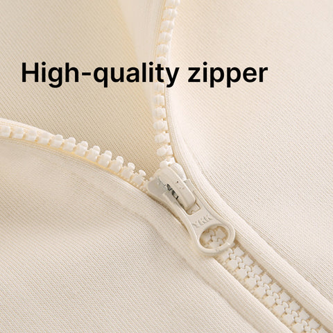 Full Zip Casual Cotton Hoodie Lightweight Jersey