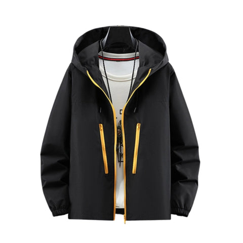 Color Block Hooded Casual Thin Windbreaker Jacket