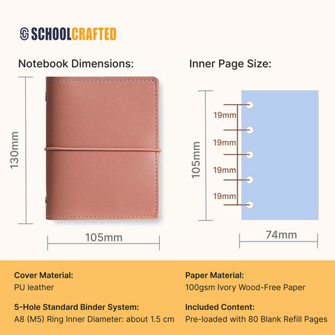 M5 Mini Refillable Notebook Portable Hardcover Planner