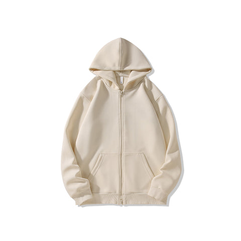 Full Zip Casual Cotton Hoodie Lightweight Jersey