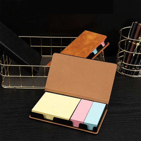 Sticky Notes Set Leather Notepaper Box