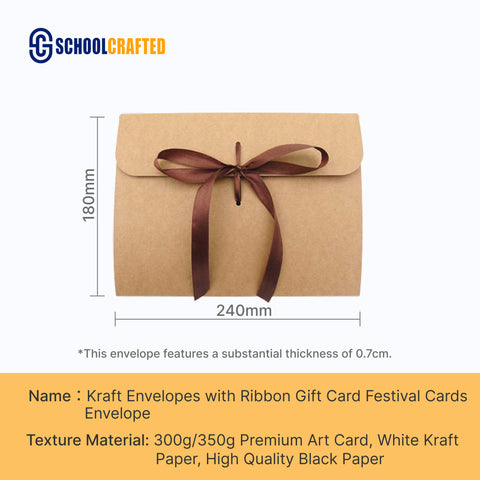 Kraft Envelopes with Ribbon Gift Card Festival Cards Envelope