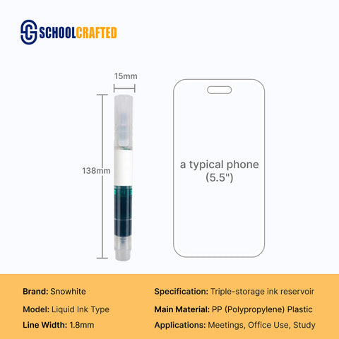 Snowhite®️ WB-598 Direct-Liquid Triple-Chamber Whiteboard Marker