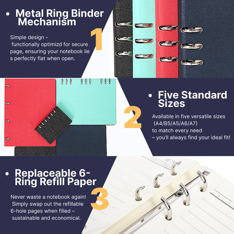 A5/B5 Refillable Notebook Professional Binder Journal for Business