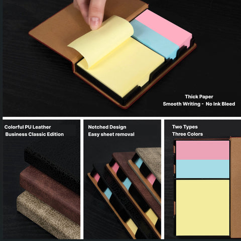 Sticky Notes Set Leather Notepaper Box