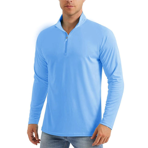 Long Sleeve Quarter Zip Pullover Moisture Wicking Athletic Shirts
