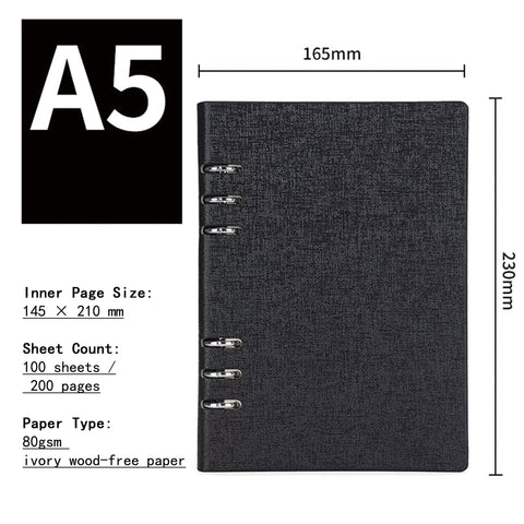 A5/B5 Refillable Notebook Professional Binder Journal for Business