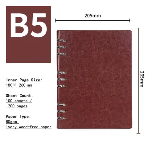 A5/B5 Refillable Notebook Professional Binder Journal for Business