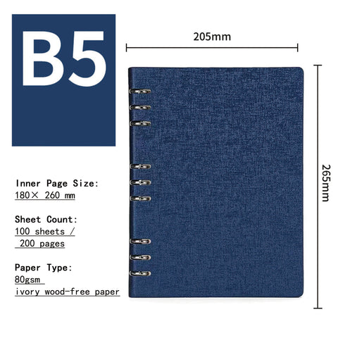 A5/B5 Refillable Notebook Professional Binder Journal for Business