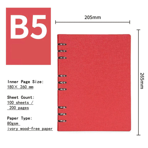 A5/B5 Refillable Notebook Professional Binder Journal for Business