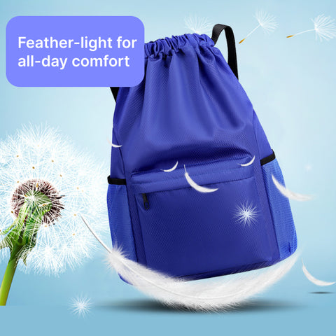 Water Resistant Drawstring Backpack with Side Pocket