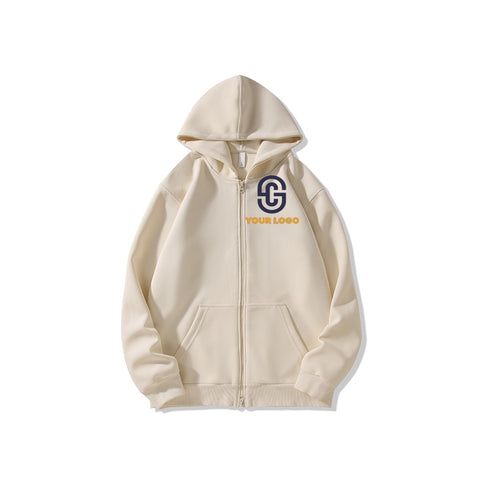 Full Zip Casual Cotton Hoodie Lightweight Jersey