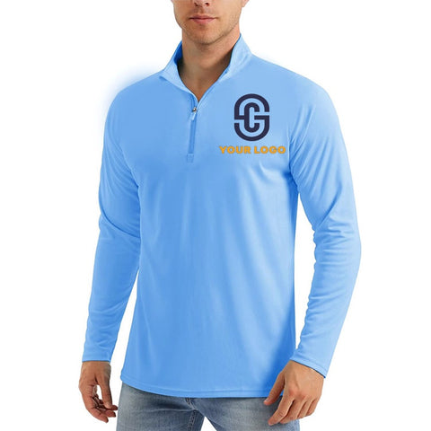 Long Sleeve Quarter Zip Pullover Moisture Wicking Athletic Shirts